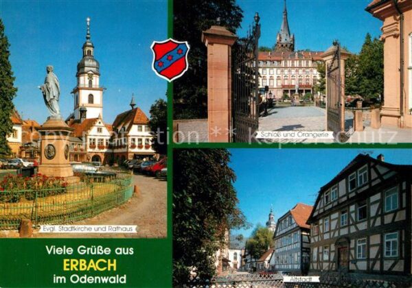 Erbach Odenwald Ev Stadtkirche und Rathaus Schloss Oran