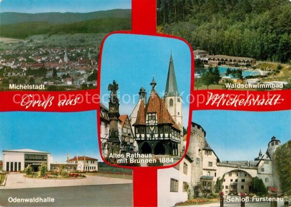 Michelstadt Stadtblick Waldschwimmbad Odenwaldhalle