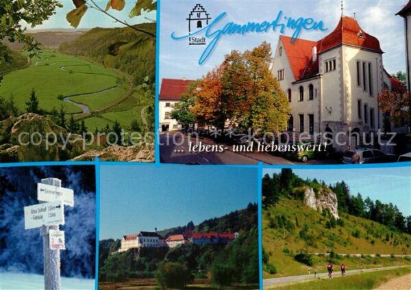 Gammertingen Panorama Rathaus Wegweiser Schloss Fels