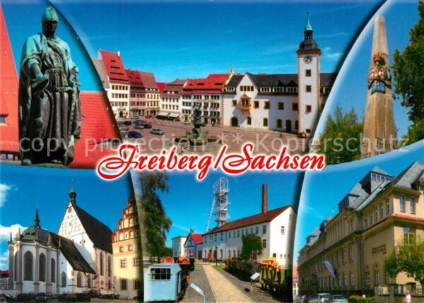 Freiberg Sachsen Denkmal Marktbrunnen Säule Kirche