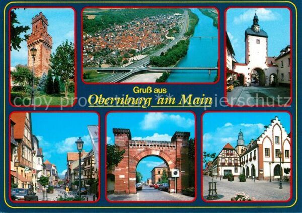 Obernburg Main Turm Fliegeraufnahme Stadttor Strassenp