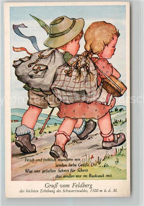 Feldberg Schwarzwald Wandernde Kinder Künstlerkarte