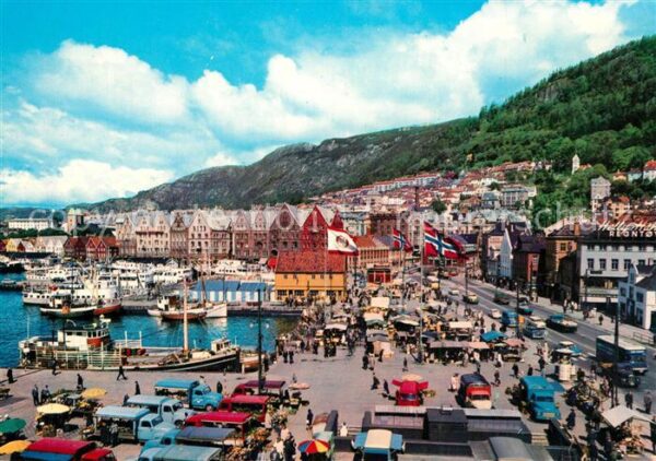 Bergen Norwegen Torget og Bryggen