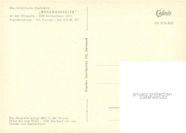 Blankenheim Ahr Gaststätte Bacchuskeller – Bild 2