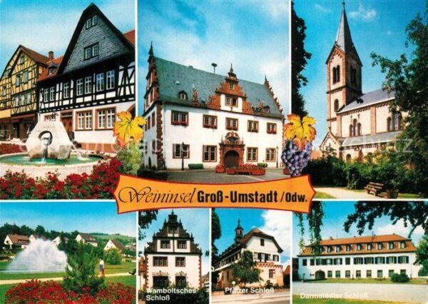 Gross-Umstadt Rathaus Brunnen Kirche Park Pfälzer Sch