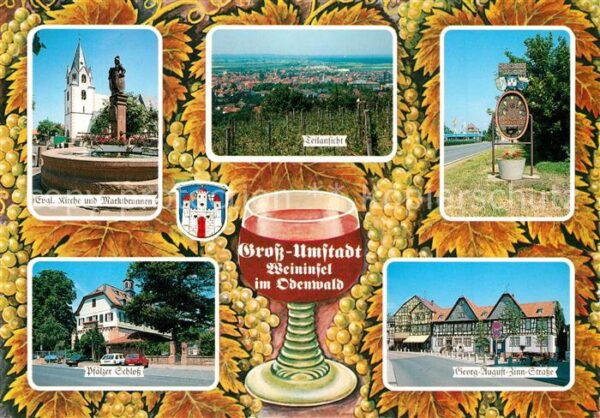 Gross-Umstadt Ev Kirche Marktbrunnen Panorama Pfälzer