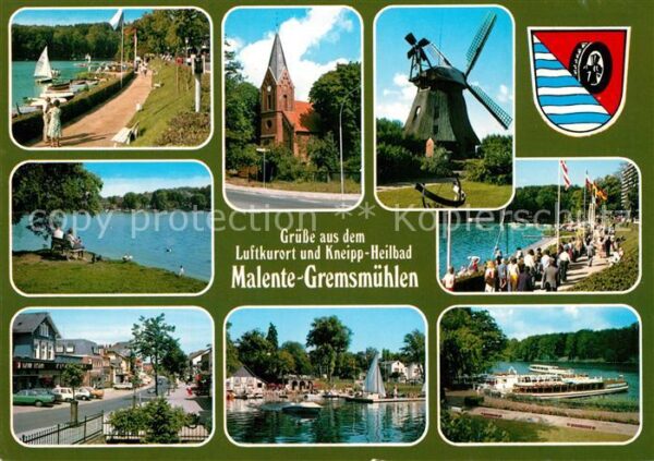Malente-Gremsmuehlen Promenade Kirche Windmühle Strand Boots