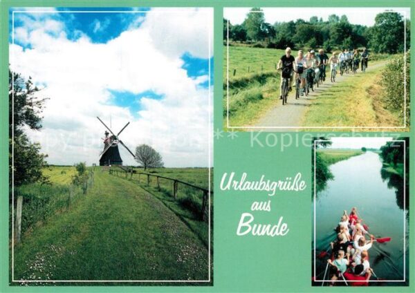 Bunde Ostfriesland Windmühle Radfahrgruppe Bootspartie
