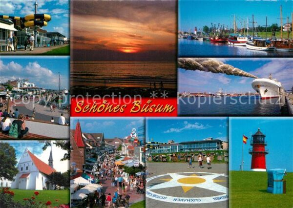 Buesum Nordseebad Promenade Hafenpartie Kirche Ortsmotive