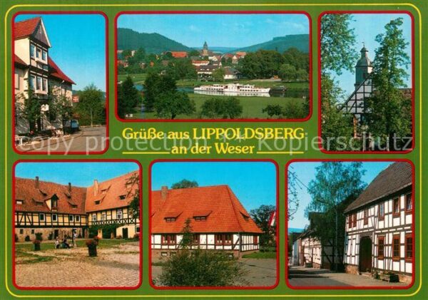 Lippoldsberg Weserpartie Kirchturm Schlosshof Fachwe