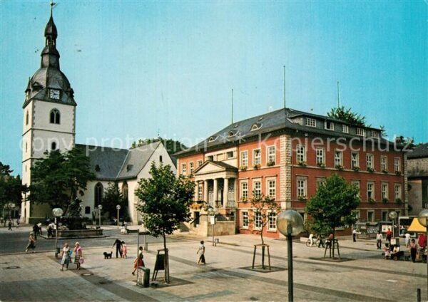 Detmold Marktplatz mit Rathaus und Erlöserkirch