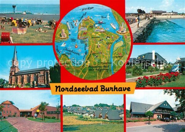 Burhave Strand Kirche Gebietskarte Promenade Fe