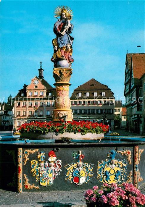 Schwaebisch Gmuend Marienbrunnen und oberer Marktplatz mit