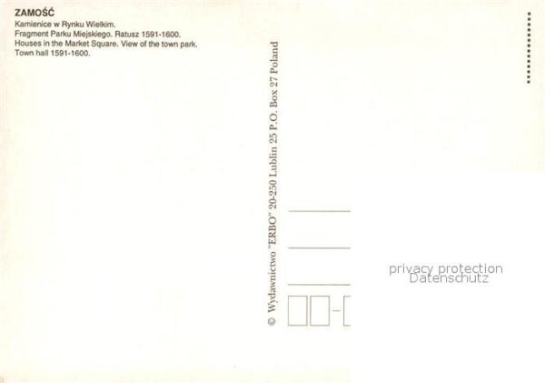 Zamosc Poland Kamienice w Rynku Wielkim Fragment Park – Bild 2