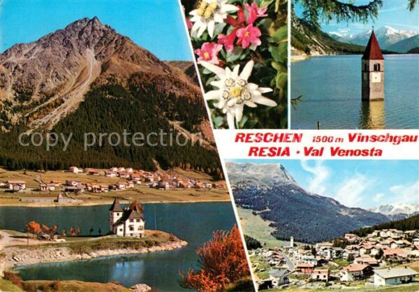Reschen See Tirol Panorama Kirchturm im See