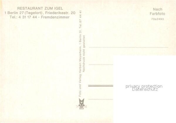 Berlin Restaurant zum Igel Gartenwirtschaft Mo – Bild 2