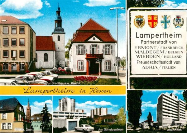 Lampertheim Bergstrasse Stadthaus und Kirche Dom Schulzentrum A