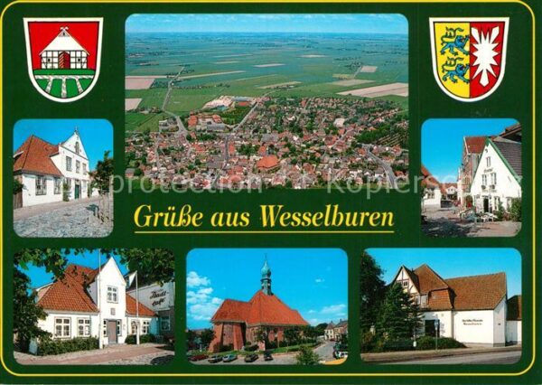 Wesselburen Fliegeraufnahme Wohnhäuser Wappen