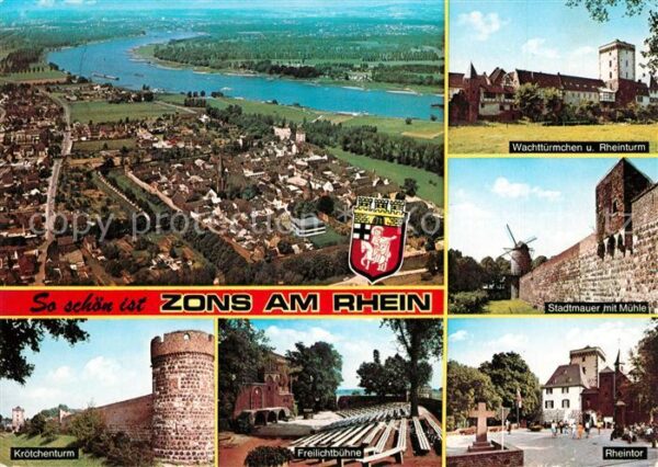 Zons Fliegeraufnahme Wachttürmchen Rheinturm