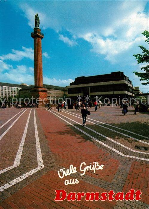 Darmstadt Luisenplatz mit Ludwigssäule Rathaus