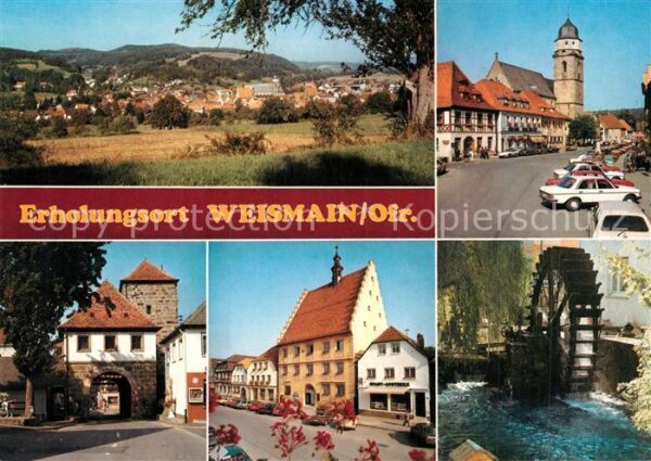 Weismain Stadttor Mühlenrad Kirche
