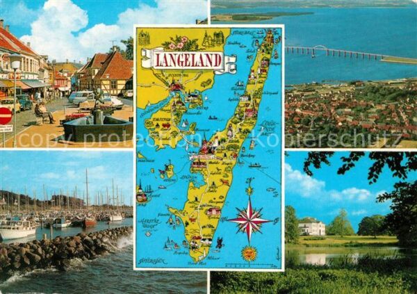 Langeland Daenemark Fliegeraufnahme Hafen Torvet Egelokke l