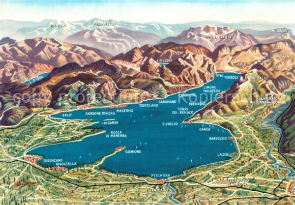 Gardasee Lago di Garda Panoramakarte