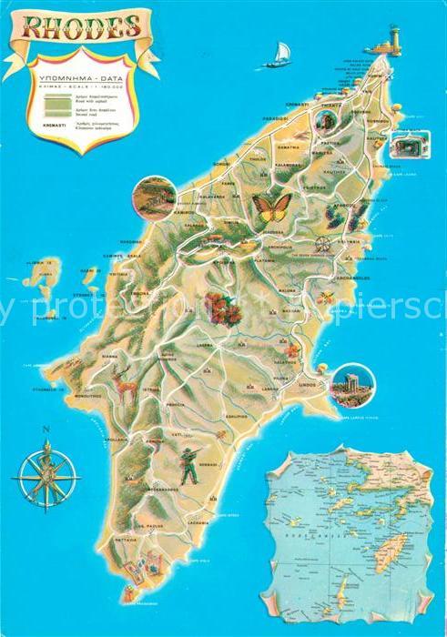 Rhodes Rhodos Greece Lageplan der Indel