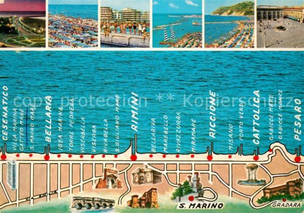 San Marino Riviera Adriatica Panoramakarte Strände