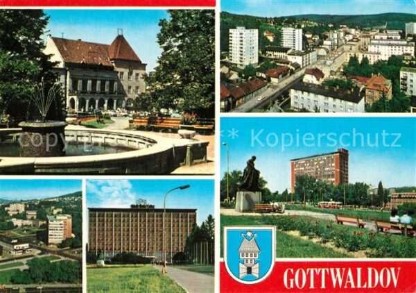 Gottwaldov Tschechien Interhotel Moskva Rathaus Denkmal