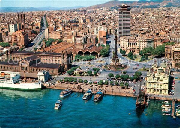 Barcelona Cataluna Fliegeraufnahme Colon Puerta de la Paz