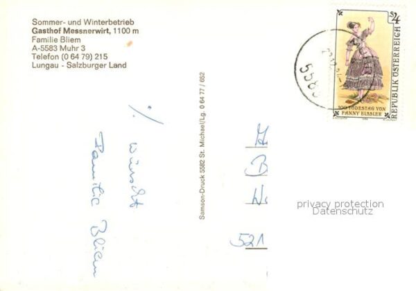 Muhr Lungau Gasthof Messnerwirt Grußkarte Nachtaufn – Bild 2