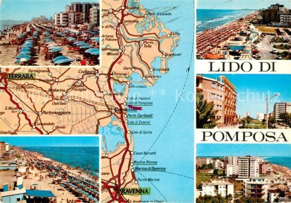 Lido di Pomposa Panoramakarte Strand Autokarte