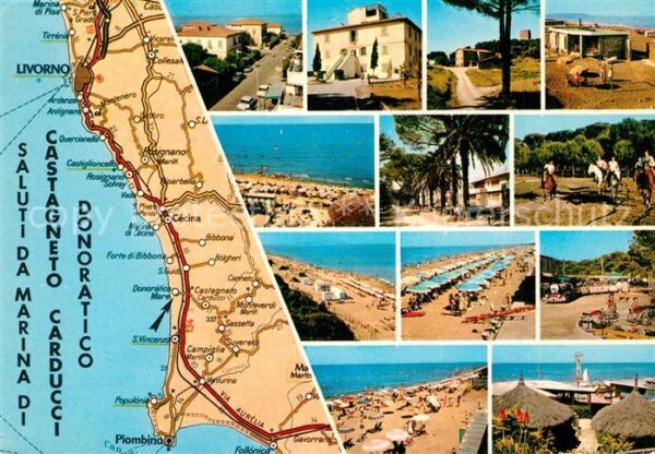 Marina di Castagneto Strand Panoramakarte