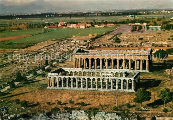 Paestum Fliegeraufnahme Panorama Tempel