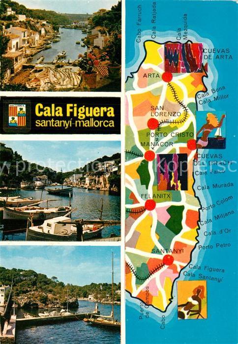 Cala Figuera Mallorca Hafen Panoramakarte