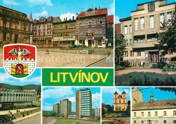 Litvinov Kirche Rathaus Marktplatz Hochhäuser