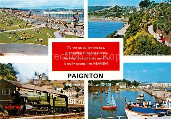 Paignton Liegewiese Uferpromenade Eisenbahn Hafe