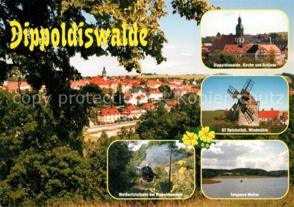 Dippoldiswalde Osterzgebirge Kirche und Schloss Windmühle Weisseritz