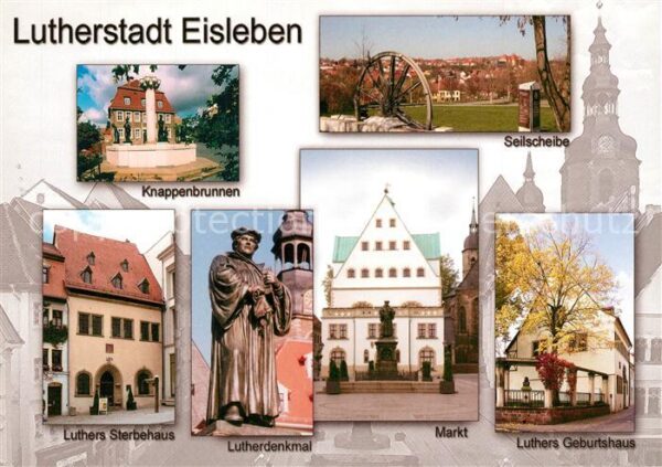 Eisleben Knappenbrunnen Seilscheibe Luthers Ster