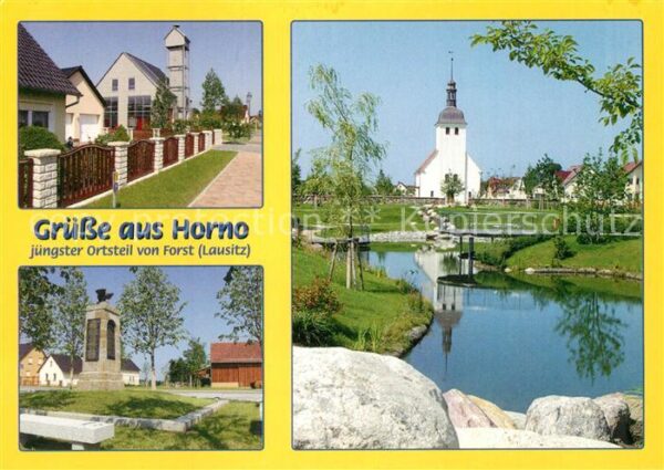 Horno Ortsmotiv Kirche Teich Denkmal