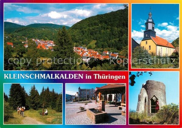 Kleinschmalkalden Panorama Kirche Waldpartie Brunnen Turm