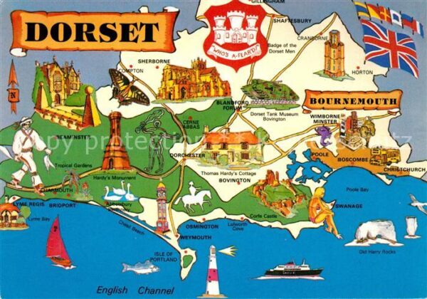 Dorset mit Bournemouth Inselkarte