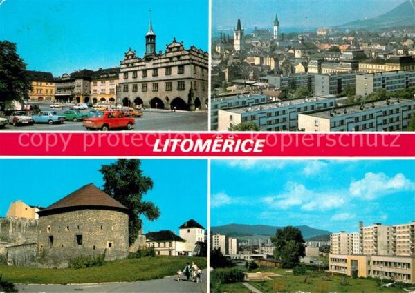Litomerice Leitmeritz Nordboehmen Mirove namesti Celkovy pohled Cast hrad