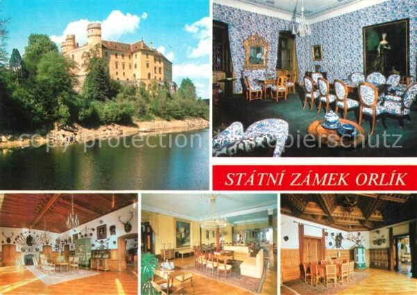 Orlik nad Vltavou Zamek Modry salon Rytirsky sal Empirovy