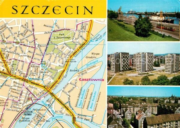 Szczecin Stettin Stadtplan Teilansichten