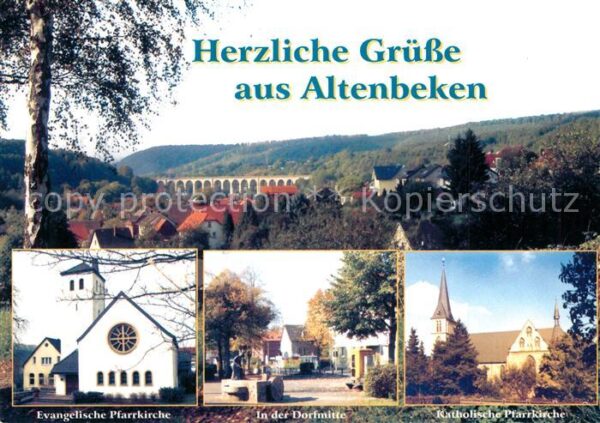 Altenbeken Panorama mit Viadukt Kirche Dorfmitte B