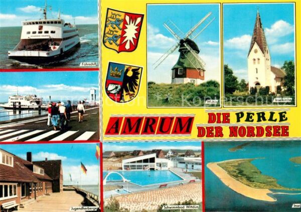 Amrum Fährschiff Windmühle Inselkirche Jugend