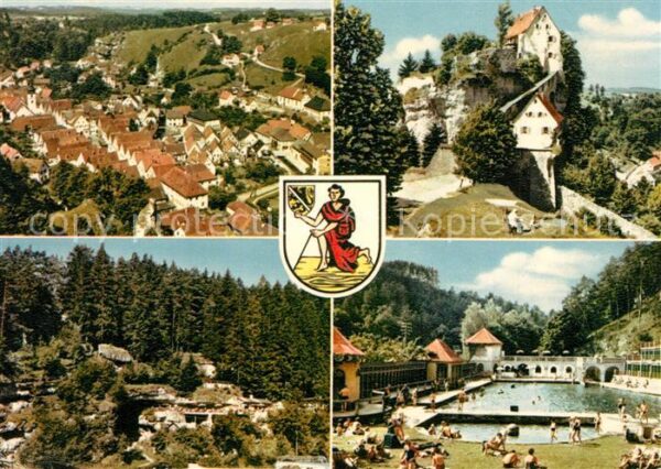 Pottenstein Oberfranken Gesamtansicht Burg Eingang Teufelshöhle