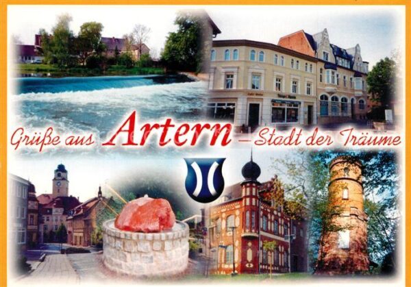 Artern Unstrut Partie am Wehr Gebäude Innenstadt Stras